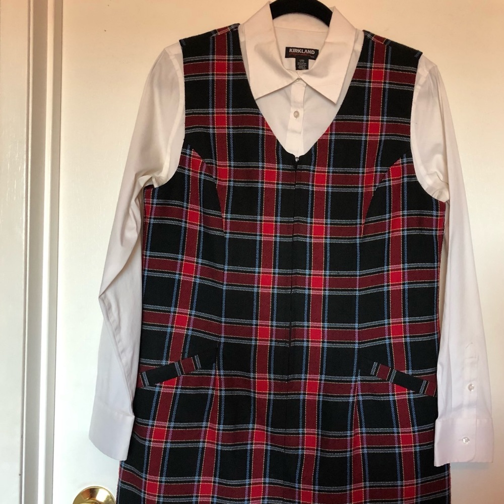 VNTG Tabi International Black and Red Plaid Sheath Dress sz 12.